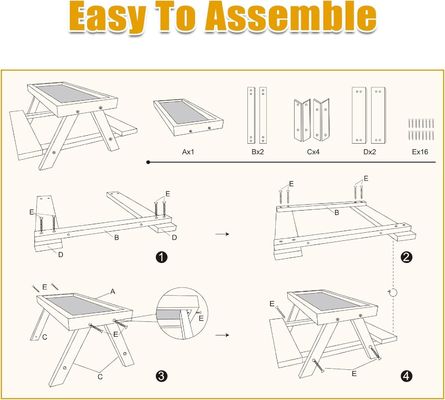 Mesa de pollo hecha a mano Mesa de picnic de madera para comedores de animales domésticos y animales pequeños