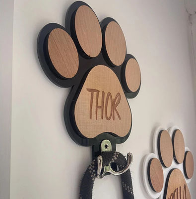 Incompleto de madera de abedul Patas de perros Impresión porta plomo almacenamiento de píldoras personalizadas para aficionados a los perros