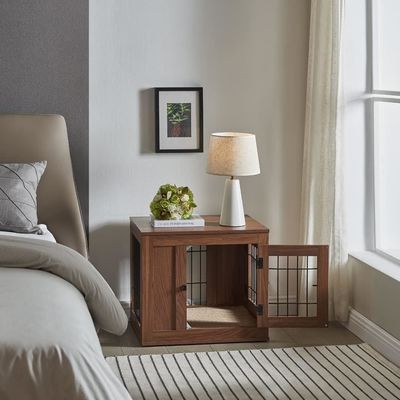 Muebles de madera estilo jaula para perros moderno decorativo personalizado mascota casa mesa de noche