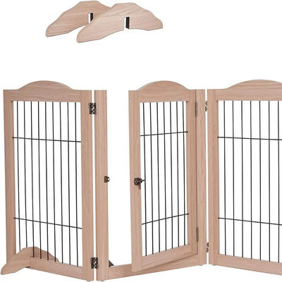 Puerta para perros de madera sostenible con puerta de paseo de alta cantidad y diseño plegable