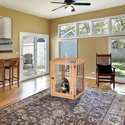 Puerta para perros de madera sostenible con puerta de paseo de alta cantidad y diseño plegable