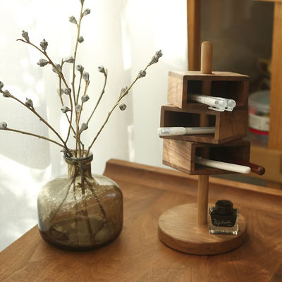 Organizador de escritorio octogonal NBeech madera nuez negra para y organización de escritorio versátil