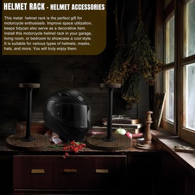 Estand de visualización de cascos de mesa con color de madera de abedul sin terminar y estilo industrial