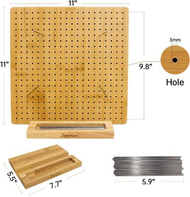 Tejido de bloqueo de tejido de punto artesanal Tabla de bambú con perchas Mini caja de madera Almacenamiento de píldoras