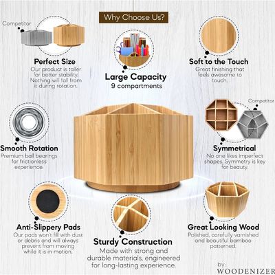 Muestra gratuita organizador de suministros de arte soporte de bolígrafo de bambú organizador de escritorio para niños