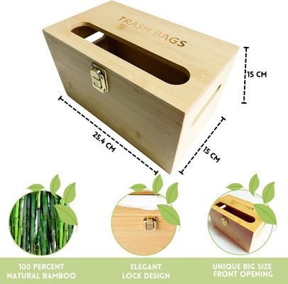 Clasificación Dispensador de bolsas de bambú para bolsas de basura montado en la pared