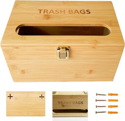 Clasificación Dispensador de bolsas de bambú para bolsas de basura montado en la pared