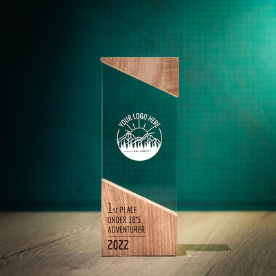Placa moderna de madera de funcionamiento de diseño único de madera acrílica personalizada RISE Trophy Award