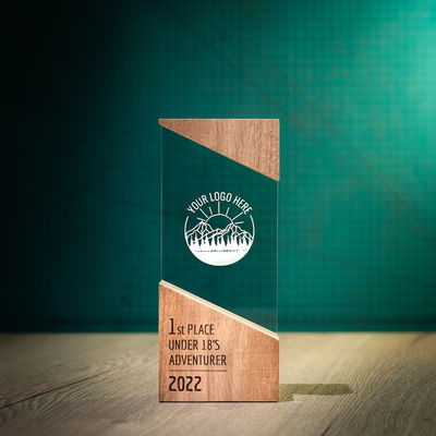 Placa moderna de madera de funcionamiento de diseño único de madera acrílica personalizada RISE Trophy Award