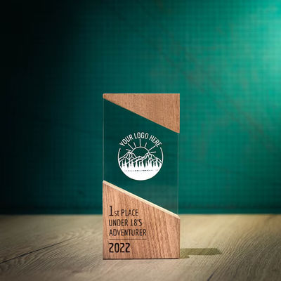 Placa moderna de madera de funcionamiento de diseño único de madera acrílica personalizada RISE Trophy Award