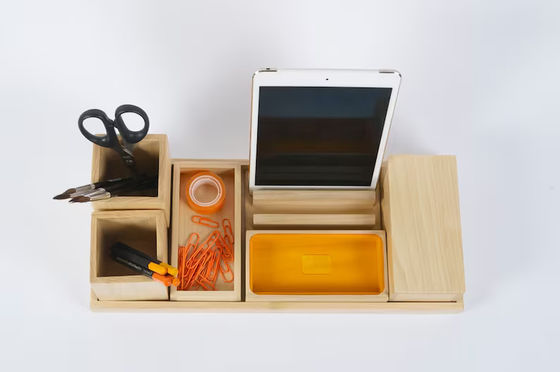 Accesorios de escritorio de madera personalizados Set regalo perfecto para la organización de la oficina de los hombres