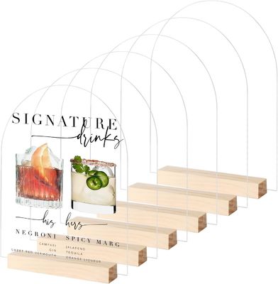 Como su petición Acrílico lista de bebidas de la barra de bodas de la señal con soporte de madera personalizado