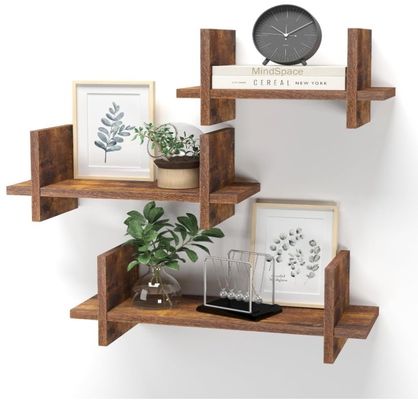 Utilice el espacio de manera eficiente con 202408 Set 3 Estantes flotantes de madera montados en la pared