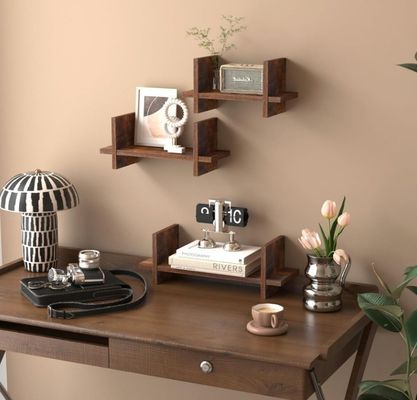 Utilice el espacio de manera eficiente con 202408 Set 3 Estantes flotantes de madera montados en la pared