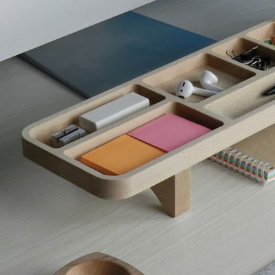 Organizador de escritorio de oficina con estuche de lápiz y logotipo personalizado Caddy de madera soporte de teléfono