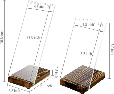 Contenedor de collar de acrílico transparente con base de madera sólida