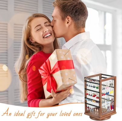 120 pares de pendientes giratorios carrusel duradero metal y madera pendiente árbol organizador