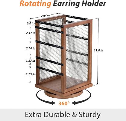 120 pares de pendientes giratorios carrusel duradero metal y madera pendiente árbol organizador