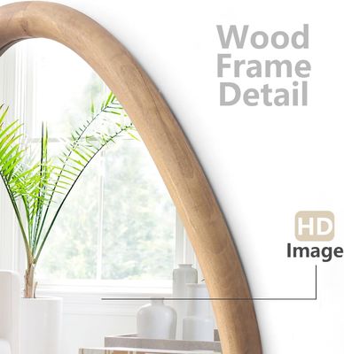 Espejo de casa de campo redondo de madera barnizada para sala de estar y baño modernos