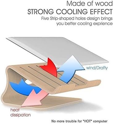 Stand de portátil de madera para MacBook Y Envasado de correo Impresión quemada Dock de soporte ventilado