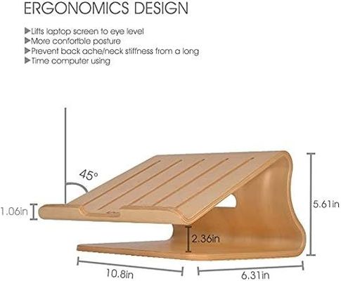 Stand de portátil de madera para MacBook Y Envasado de correo Impresión quemada Dock de soporte ventilado