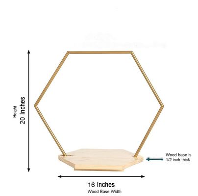 Stand de pastel hexagonal de madera personalizado con marco de metal Bambú y nuez con descuento