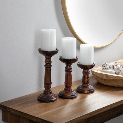 Decoración para el hogar Conjunto de candeleros de madera hechos a mano para la fiesta de bodas Diseño artesanal