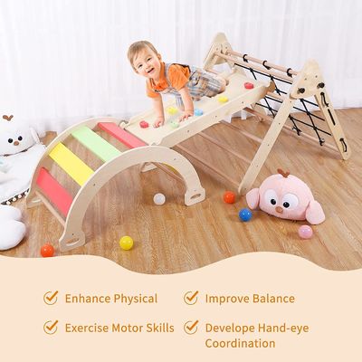 Niños Niños pequeños Gimnasio en interiores Juego De madera Juguetes de escalada Triángulo Plegable Escalada Deslizamiento