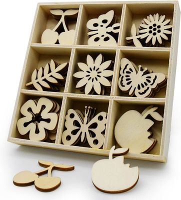 Embellecimientos de madera cortados con láser trozos en blanco tema de flores para la decoración de la naturaleza 45pcs