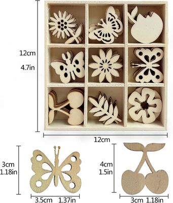Embellecimientos de madera cortados con láser trozos en blanco tema de flores para la decoración de la naturaleza 45pcs