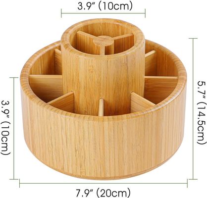 Logotipo personalizado Acceptable Organizador de escritorio giratorio de bambú para Caddy de almacenamiento de escritorio