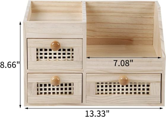 Organice su escritorio de manera eficiente con la caja de almacenamiento de madera de 13,3x8,6 pulgadas Mini Organizer de escritorio