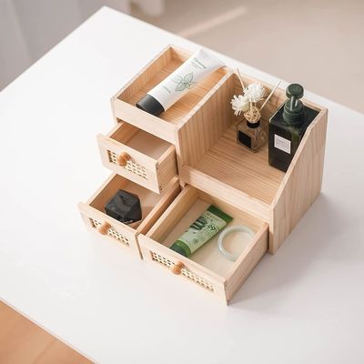 Organice su escritorio de manera eficiente con la caja de almacenamiento de madera de 13,3x8,6 pulgadas Mini Organizer de escritorio