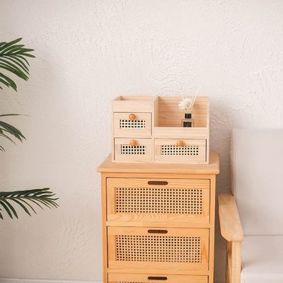 Organice su escritorio de manera eficiente con la caja de almacenamiento de madera de 13,3x8,6 pulgadas Mini Organizer de escritorio
