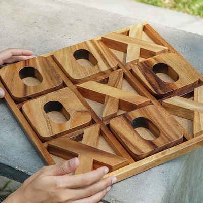 Juego de mesa de madera XOXO Tic Tac Toe Ideal para decoración al aire libre y entretenimiento masculino