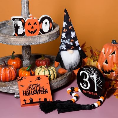 Decoraciones ecológicas para Halloween Niños Hocus Pocus Decoración de bandejas de 3 hojas