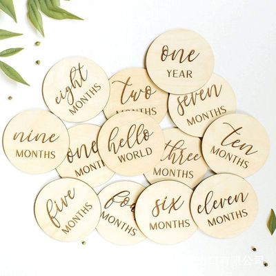 Tamaño personalizado de madera contrachapada para bebés Tarjetas de hito mensual Ideal para el anuncio del nacimiento del recién nacido