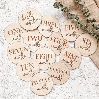 Tarjetas de cumplimiento mensual para bebés 13 piezas Regalo de recién nacido para el primer año de crecimiento