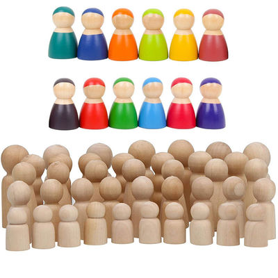 Tamaño personalizado aceptado Hombre de madera Mujer Muñecas Peg Personas Figuras para arte de pintura bricolaje