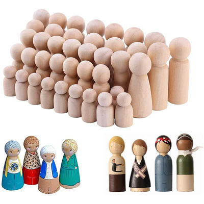 Tamaño personalizado aceptado Hombre de madera Mujer Muñecas Peg Personas Figuras para arte de pintura bricolaje