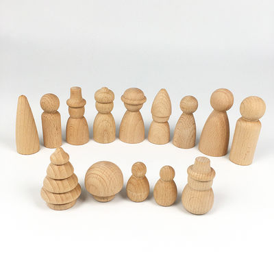 Muñecos de peg de madera grabados Cones Construcción de bloques para adornos de madera personalizados Artesanías