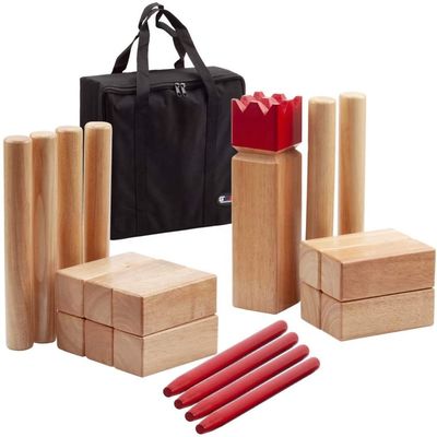 Lleve sus actividades al aire libre al siguiente nivel con el juego de madera dura Kubb Yard
