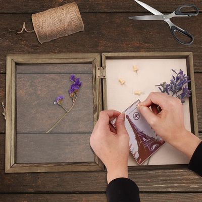 Cuadro de pantalla de caja de sombra protectora para conservar fotos y recuerdos 25.4x20.3x5.6