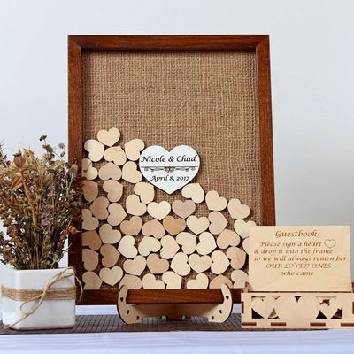 Cuadro de madera quemada personalizado Libro de invitados alternativo para el amor Decoración de la caja de registro