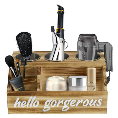 Diseño rústico estilo de montaje de pared de estilo de pelo de cuidado de la herramienta organizador con logotipo personalizado