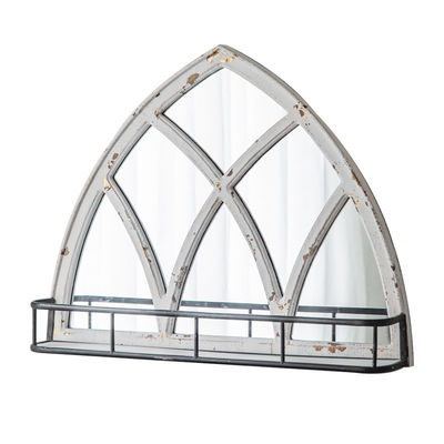 Estilo natural marco de espejo de madera decorativo con estante de almacenamiento blanco o color personalizado