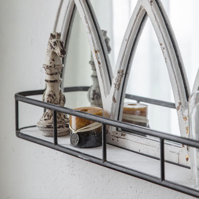 Estilo natural marco de espejo de madera decorativo con estante de almacenamiento blanco o color personalizado