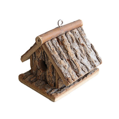 Casita de pájaros de madera impresa con tela de seda hecha a mano y respetuosa con el medio ambiente