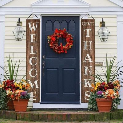 Signo de bienvenida de madera de estilo rústico pintado a mano para un aspecto único y personalizado