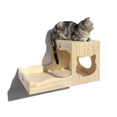Diseño sencillo Muebles de casa de árboles de gato de madera para mascotas pequeñas Lavados Personalizables